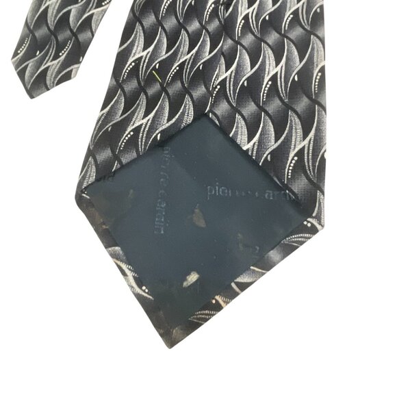 Pierre Cardin Black & Gray Silk Tie With Abstract Wave Pattern Business Office - Picture 4 of 6